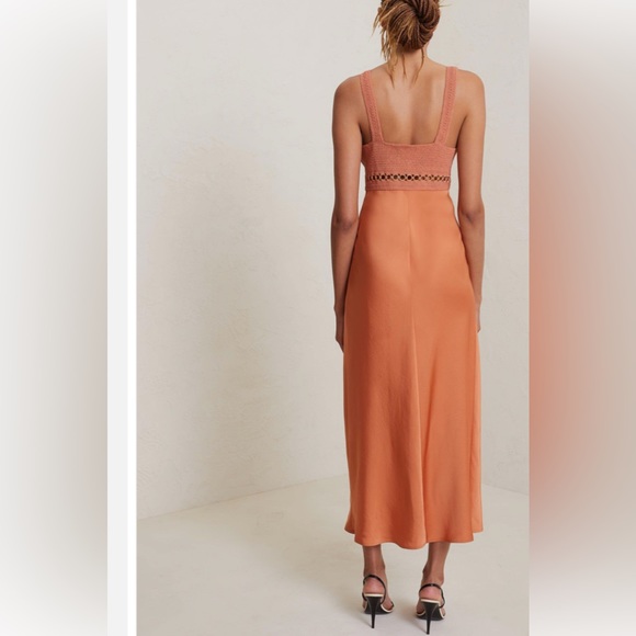 A.L.C Talia Crochet Bodice Satin Midi Dress - Picture 8 of 17